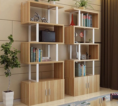 Giá sách đứng Ziczac hiện đại KTV72 Gỗ MFC Đen - Trắng - Vân Sồi