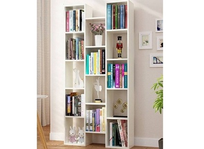 Kệ sách so le rộng 75cm giá rẻ KTV70 Gỗ MFC Đen - Trắng - Vân Sồi