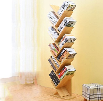 Kệ sách xương cá 11 tàng vân sồi