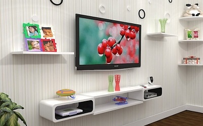 Kệ tivi treo tường set 11 phụ kiện gỗ ép KTV23