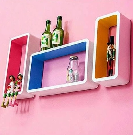Kệ trang trí treo tường hình chữ nhật màu trắng