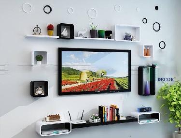 Kệ tivi treo tường phòng khách gỗ ép MDF KTV24 Gỗ MFC phủ Melamine