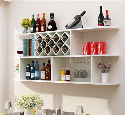 Kệ rượu trang trí gỗ công nghiệp Rộng 160cm, cao 70cm, sâu 23cm Gỗ ép công nghiệp MDF lõi xanh phủ Melamine thiết kế thông minh, tiện dụng, phần hình thoi
