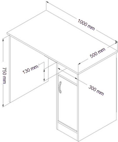 thiết kế bàn làm việc rộng 1m đơn giản