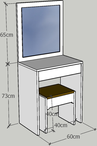 Bàn phấn son 60cm gỗ ép MDF BP25 thiết kế