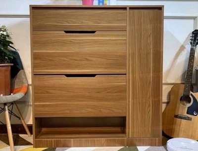 Tủ giầy dép mầu nâu 2 cánh lật vân gỗ hiện đại