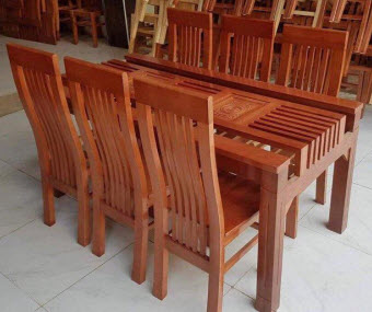 Bộ bàn ăn gỗ xoan 1m2 6 ghế PA56
