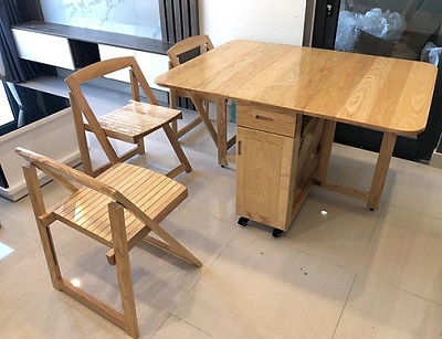 BÀN ĂN THÔNG MINH GẤP GỌN GỖ SỒI TỰ NHIÊN