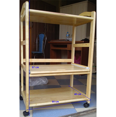 Kệ gỗ cao su 3 tầng để lò vi sóng 60cm TDN14 R 600 gỗ tự nhiên cao su