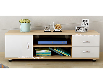 Kệ ti vi 1m2 màu trắng và sồi KTV108 Dài 120 X Cao 46 x Sâu 40 cm chất liệu Gỗ công nghiệp MDF