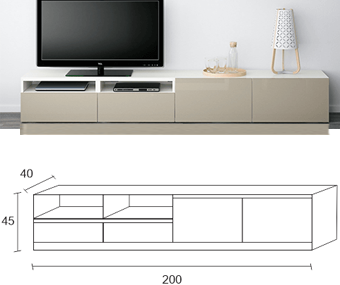 Kệ tivi gỗ ép trắng ngà rộng 200cm KTV93 Rộng 200cm MDF Trắng ngà