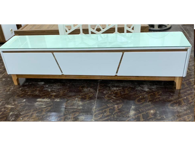 Kệ tivi 180cm màu trắng chân gỗ KTV103 Cao 45 cm Sâu 40 cm 3 ngăn