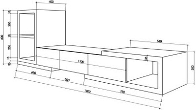 Kệ để tivi gỗ MDF rộng 190cm mầu trắng vân sồi