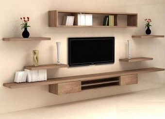 Kệ tivi treo tường vân gỗ melamine KTV97 Rộng 160 x Cao 20 x Sâu 24cm