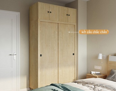Tủ quần áo Bắc Âu chân cao cửa lùa 2 cánh GMDF132 kích thước Rộng 120cm