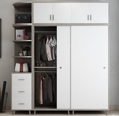 Tủ quần áo phong cách Nordic đẹp GMDF127 tủ chính, tủ đỉnh, tủ góc