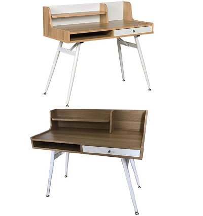 Bàn làm việc khung bàn chân nhỏ BHV100 khung bàn chân tóp sơn tĩnh điện màu trắng S26 Bàn vi tính sử dụng cụm mặt bàn gỗ M60 kết hợp M52 BMT04