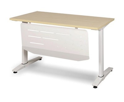 Bàn nhân viên chân sắt yếm tôn gỗ MFC BHV77 Chân thép sơn tĩnh điện, yếm sơn màu S26, Mặt gỗ MFC phủ Melamine vát cạnh 45 độ phía người ngồi UN120SCS3-UN120CS3-UN140CS3-UN160CS3