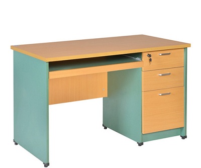 Bàn nhân viên chữ nhật nắp chụp bàn 3 ngăn kéo Màu xanh, vàng BHV107 SV120SHL3DF
