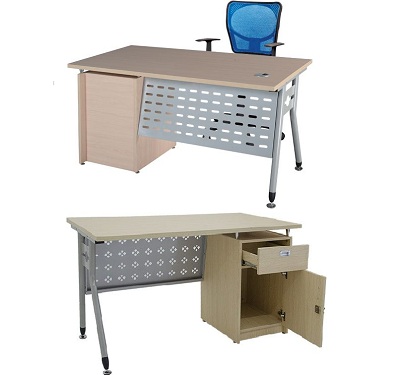 Bàn trưởng phòng hộc liền chân sắt Ø38 BHV133 khung thép HR140HLC1Y1