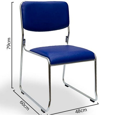 Ghế hội trường khung khung thép mạ GHT13 Rộng 430 x Sâu 520 x Cao 1055 mm sử dụng Ống thép mạ 3Ni+Cr, Đệm tựa mút bọc PVC, Vải, 2 chân quỳ được thiết kế G893