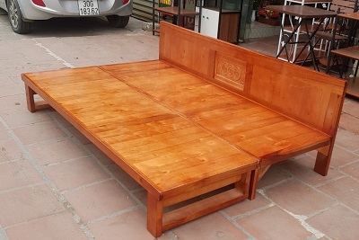 giường ghế gấp gỗ quế tự nhiên thông minh 1m5