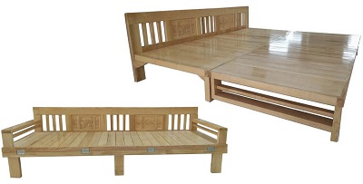 Giường ghế gấp gỗ sồi tự nhiên giá rẻ 1m2, 1m5, 1m6