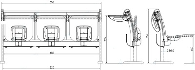 thiết kế chi tiết Ghế phòng chờ GPC05N