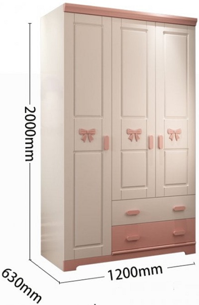 Thiết kế kích thước Tủ quần áo màu hồng cho bé giá xinh đẹp