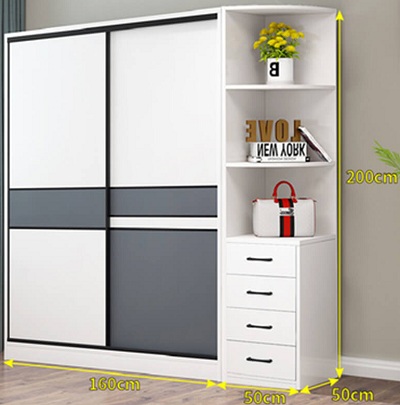 Tủ quần áo ba mầu cánh trượt sang trọng hiện đại