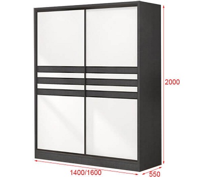 Tủ quần áo cánh trượt gỗ MDF cốt lõi xanh GMDF193 gỗ MDF cốt lõi xanh 1400 x 550 x 2000mm và 1600 hiện đại có đến 2 kích thước khác nhau với cánh trượt