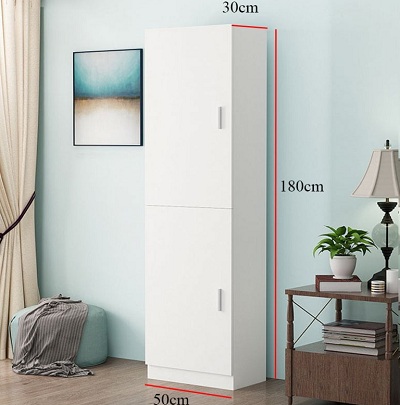 tủ quần áo rộng 50cm một ngăn treo bốn ngăn gấp GMDF176 kích thước Rộng 50cm x 30cm x 180cm Gỗ mdf phủ melamine cao 180cm hiện đại màu trắng, vân sồi