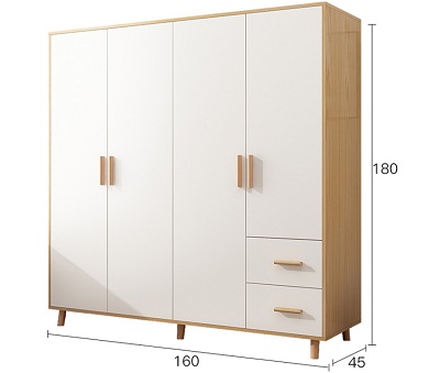 Tủ quần áo gỗ ép MDF lõi xanh rộng 1m6 GMDF144 bằng Gỗ ép MDF lõi xanh phủ Melamine thiết kế tủ chính 160 x 60 x 180cm xử lý cạnh gỗ, khoan liên kết