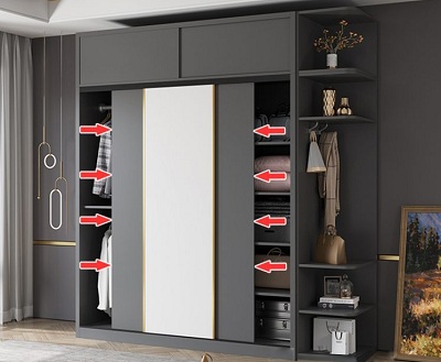 Tủ quần áo cánh trượt hiện đại trắng xám GMDF162 kích thước Rộng 2200 x 500 x 2300mm thiết kế tủ chính được làm bằng gỗ MDF Bề mặt phủ melamine nhẵn mịn