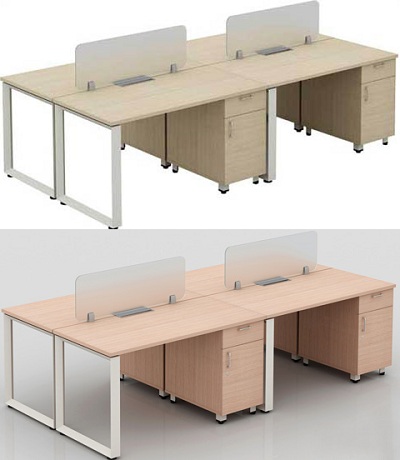 Bàn làm việc ngồi theo cụm có vách ngăn hiện đại BHV180 gỗ melamine hrmd08
