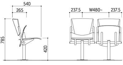 Bản vẽ Ghế hội trường nhật bản Kotobuki Sea TSA-0936 GHT38