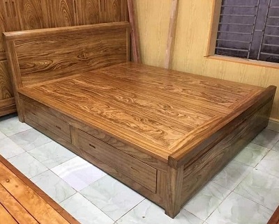 Giường ngủ gỗ hương xám có ngăn kéo GN54 hương xám verneer