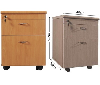 Tủ bàn làm việc di động 2 ngăn kéo ray bi Màu Nâu vàng TDN65 NTM1D1F