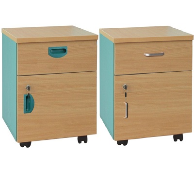 Hộc di động 2 ngăn gỗ công nghiệp Màu vàng, xanh TDN84 bánh xe SVM1D1O