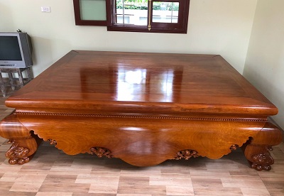 Sập gỗ gụ nam phi chân quỳ dạ cá yếm trơn SG09 rộng 1m6x2m và 1m8x2m2