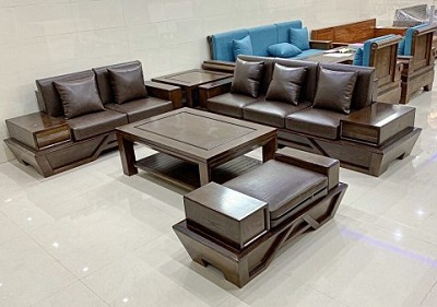 Bàn ghế sofa gỗ tự nhiên Ghế Văng 1: 2700x800mm BGG05