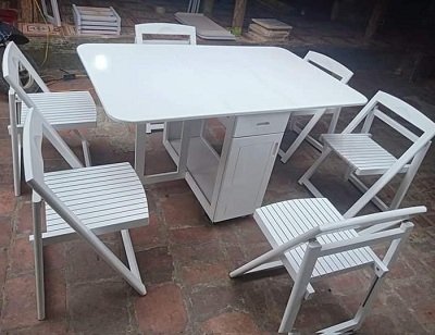 Bàn ghế ăn thông minh màu trắng PA71 Rộng 88 x Dài 120 - 140 hiện đại