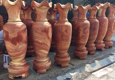 Phôi thô lộc bình Gỗ gõ đỏ 2m chưa sơn