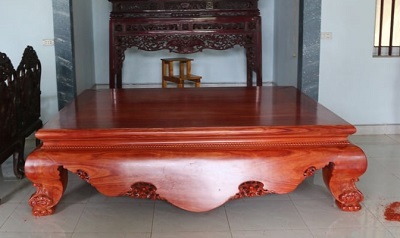 Sập gỗ gỗ hương đỏ nam phi chân quỳ dạ cá