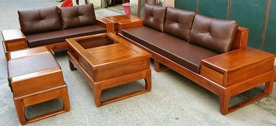 Bàn ghế sofa 200cm gỗ sồi chân quỳ