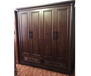 Tủ quần áo gỗ mun 4 cánh cao cấp GTQA69 nhỏ gọn được chia thành 2 buồng, 4 cánh và 2 ngăn kéo bên dưới tạo diện tích thoải mái chứa được nhiều quần áo