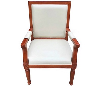 Ghế hội họp gỗ tần bì chân tiện tròn vai vuông GHT88 Rộng 65 x Sâu 58 x Cao 115cm Đệm, lưng tựa bọc da xám trắng thiết kế sang trọng hiện đại cao cấp