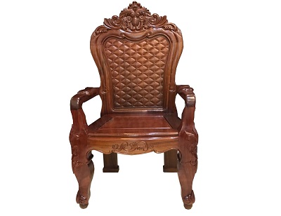 Ghế chủ tọa gỗ xoan đào chạm khắc sang trọng GHT74 chân quỳ cổ điển