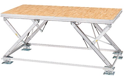 Sân khấu di động Kotobuki Sea có thể tháo rời FSA-065 mặt sàn của sân khấu gỗ ghép bề mặt phủ tấm laminate, Khung và chân của sân khấu hợp kim nhôm đúc ép