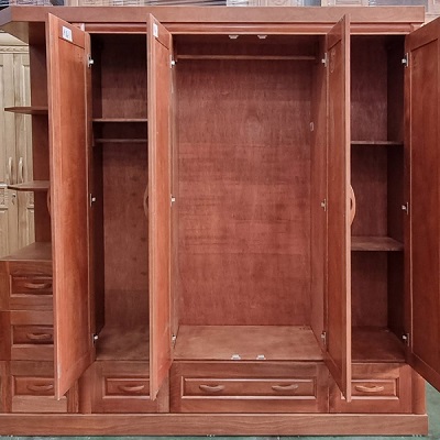 Thiết kế bên trong Tủ quần áo gỗ xoan đào góc 3 buồng, 1 góc trang trí GTQA87